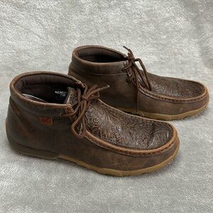 Women’s Twisted X Boots Dark Brown Tooled Leather Moccasin size 7M